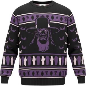 WWE The Undertaker Ugly Christmas Sweater FUN.com Black Purple Mens 2X
